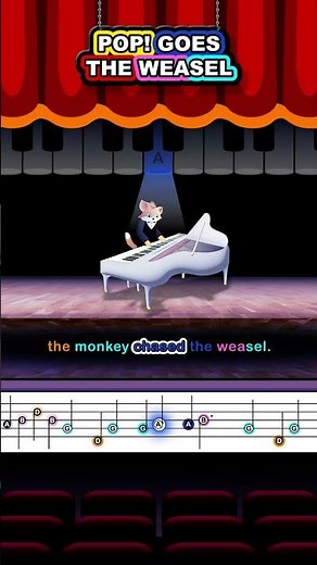 Pop! Goes the Weasel - Watch & Learn! Interactive Kids Cartoon Piano Tutorial Short