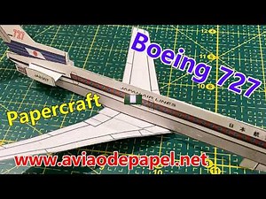 Boeing 727. Japan air line . How to make papercraft plane. Como montar o aviao de papel. ペーパークラフト、