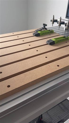 Every CNC project is different, and so is the material hold down strategy. Clamps, screws, vacuum, and tape all have their place. The goal is simple: keep the material secure while giving the cutter clear access to do its job. Good hold down makes good results possible. #cncmachine #woodworking #woodworkingtips #woodshop #cncrouter