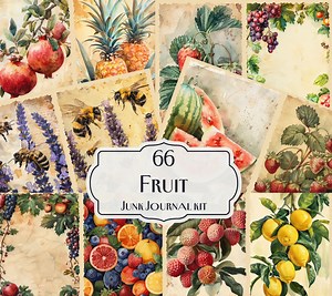Vintage Fruit Junk Journal Kit, Vintage Fruits Art, Summer Junk Journal, Fruits Shabby Chic, Fruits Ephemera, Printable Paper - Etsy