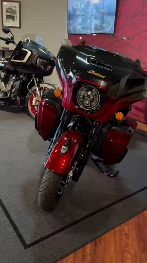 Elites side by side. #187 / 350 2024 Indian Motorcycle Roadmaster Elite Red Candy Over Black Candy the award-winning Thunderstroke 116 V-Twin has 126 ft-lbs. of torque Complete with hand painted Championship Gold pinstripes and finished by two of the industry’s top custom paint shops, Gunslinger Custom Paint in Colorado and Custom Painted Vehicles out of Wisconsin, each bike takes over 24 hours to complete. & #142 / 325 Challenger Elite Charcoal Candy/Black Candy liquid-cooled, 108 cu-in PowerPl