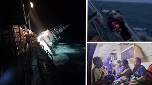 Shocking footage shows Thai warship capsizing in storm with dozens of sailors still missing | LBC