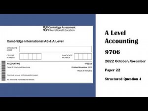 A Level Accounting October November 2022 Paper 22 9706/21 Question 4
