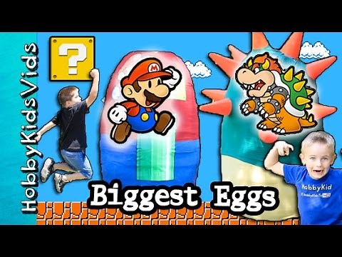 Mario + Bowser Treasure Hunt! Giant Surprise Eggs, Mario Toys + Nintendo Video Games HobbyKidsTV