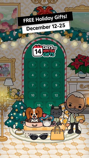 Toca Boca on Instagram: "The holidays are here, let’s celebrate! 🌟 Starting tomorrow, we’ll be giving out a free gift EVERY DAY for the next 14 days at the #TocaLifeWorld Post Office! See you there! 💝"