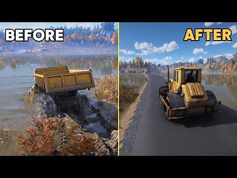 Roadcraft - Constructing a Roadway Across a Large Lake (4K)