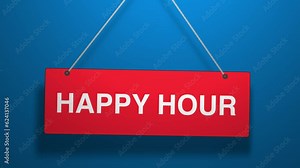 Happy Hour Sign Hanging 3D Animation