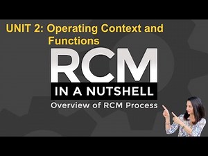Unit 2: Starting Points of RCM Analysis – Defining Equipment Functions and Operating Context