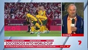 The Socceroos have secured a spot in the FIFA World Cup in Qatar after defeating Peru in a dramatic penalty shootout 👏🏻🇦🇺 | Sunrise