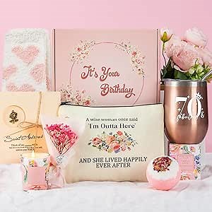 70th Birthday Gifts for Women, Fabulous Spa Gift Baskets Set for Mom Grandma Wife Sister Best Friends, Unique Thank You Gifts Retirement Christmas Get Well Soon Gifts for Her Idea Gifts for Women