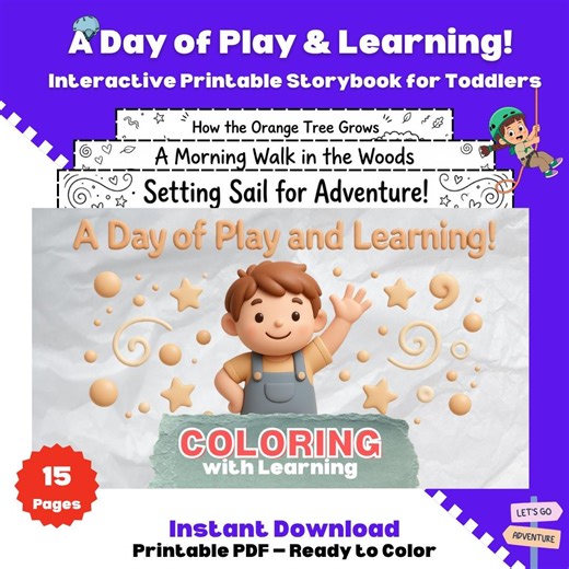 Kids Activity Storybook Printable PDF | Day of Play Learning | Toddler Instant Download - Etsy
