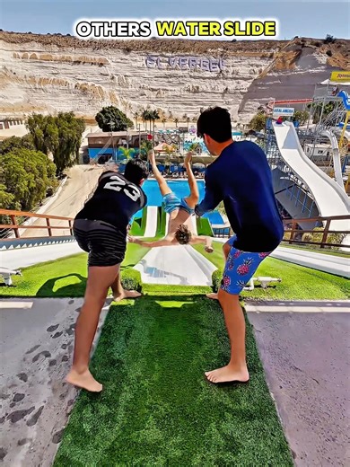 Normal water slide vs last one flying #shorts #waterslide #trollface