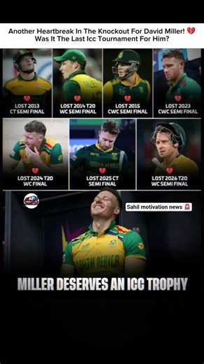 Another Heartbreak in the Knockout for David Miller! 👏🏻💔😭Was it the last ICC Tournament for Him