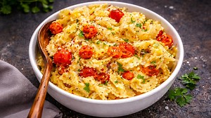 Creamy cheese and tomato pasta bake for quick dinners