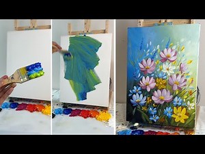 Vibrant Wildflowers Painting | Easy Acrylic Floral Art Tutorial #040