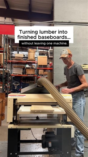 Plane it, rip it, mold it, sand it—done. One machine, one setup, finished baseboards ready to go. | Woodmaster Tools