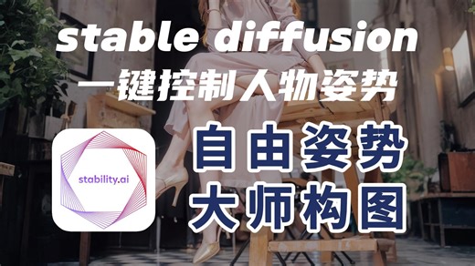 AI绘画进阶，自由控制人物姿势，实现大师级构图，人物不再呆板~附800+骨骼姿势图包。stable diffusion教程