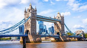 London Tower Bridge Time lapse view with clouds moving over the city. Beautiful London view, UK.