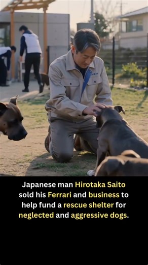 Japanese Hero Sells Luxury Ferrari to Build Shelter for Traumatized & Aggressive Dogs! #animals