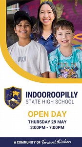 Join us on Indro Open Day, Thursday 29 May, 3.00pm - 7.00pm to learn more about the school and everything it has to offer! Tour the campus, meet our teachers and students, and gain insights into the school’s academic achievements, Programs of Excellence, inclusive culture, and diverse extra-curricular programs. Save the date now 🤩💙🦘 #indooroopillystatehighschool #openday #ishs #indro #openday2025 | Indooroopilly State High School