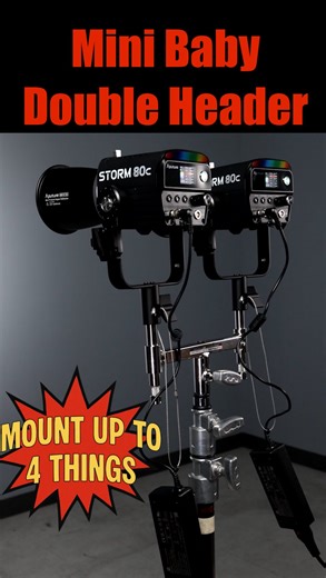 Maximize your support with the Mini Baby Double Header! One stand can now support up to 4 items! Great for lighting units but also receiver antennas, audio equipment and grip modifiers. Also available in a wider option with the standard Baby Double Header and the Baby Triple Header which offers 5 Baby Pins. #matthewsgrip #gripgear #gripsupport #photostudio #setlighting #keygrip #photogear #lightingkit #griptruck #gripvan #grippackage #lightingsupport | Matthews Studio Equipment, Inc.