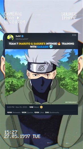 NARUTO SASUKE TRAINING WITH KAKASHI 🥶 #naruto #animeshorts