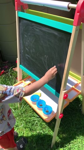 Kids Art Easel with Paper Roll, Wooden Easel for Toddlers, Foldable Painting Easel for 2-12 Years Children, Height Adjustable Drawing Outdoor Easel