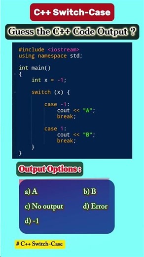 C++ Switch-Case Code Quiz #11🧠❓🤔| #cppprogramming #codinginterview #cppquiz #gatecs #algo #cs #code