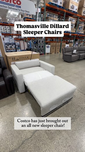Thomasville Dillard Convertible Sleeper Chairs at Costco! 🛋️ Looking to cozy up your space and add a guest bed in seconds? This plush Thomasville sleeper chair extends into a twin-size bed and adds instant versatility to any room! Perfect for home offices, guest rooms, or small spaces 🌟 ✨ These features: • Extends to a comfy twin sleeper 💤 • GreenGuard & FSC Certified 🌱 • Pocket coil seat cushion for support • Sinuous spring suspension • Solid wood legs for durability 🪵 • Includes a loose l
