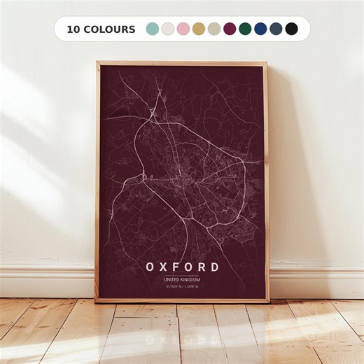 Oxford Map Poster: England Travel Print, Office Wall Decor, UK Wall Art - Etsy