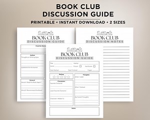 Book Club Discussion Guide, Book Review Guide, Book Club Printable, Book Club Notes, Book Review Questions, Book Club Discussion Bundle - Etsy