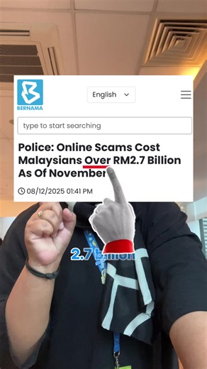 RM2.7 billion hilang sebab scam tahun lepas! 💸🤯 2026 ni, scammers makin pandai guna AI. Kalau tak alert, sesiapa pun boleh jadi mangsa. 🛡️ Tips untuk get the fraud out: 👉🏻 Jangan klik link dari SMS, WhatsApp, atau email yang korang tak expect. 👉🏻 Verify dulu dengan bank, company, atau owner account sebelum transfer duit. 👉🏻 Jangan share OTP, IC, atau details akaun dengan sesiapa. #TNGeWallet #GetTheFraudOut #Security #2025TopScams #2026Scams
