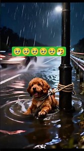 Emotional Save:Tied Puppy in Flooded Road #PuppyRescue #RainyAbandonment #AnimalKindness#TinyCavapoo
