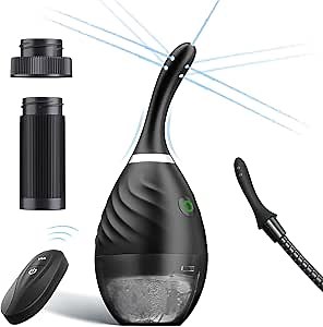 Anal Douche Automatic Enema Douche - 9 Holes Electric Enema with 5 Speeds Enemas for Colon Cleanse Men, Anti Backflow Anal Enema Cleaner Douches for Men Women, Remote Control Reusable Douche Bottle