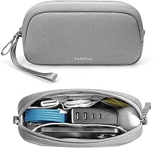 tomtoc Electronics Organizer Travel Case, Water Resistant Travel Bag Cable Organizer for Essentials, Tech Pouch Accessories Carry Storage for Cord, Phone, Cables, Airpods, USB Flash Drive, Daily Items