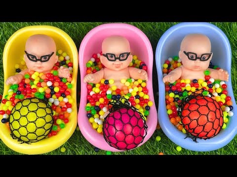 Full of 3 Rainbow BathTubs Candy with M&M's & Magic Slime Cutting Video