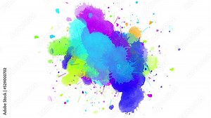 ink splash. Abstract ink splash, blot, splat, brush stroke, fluid art, overlay, alpha matte composition, spread on a white paper background. color ink splatter transition.