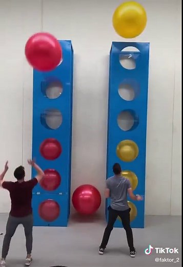Colorful Exercise Ball Fun in Indoor Setting