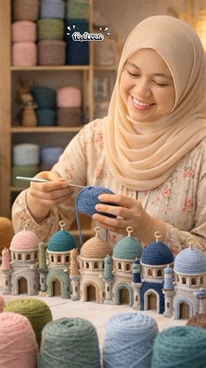 Crocheted mosque miniature (Miniatur masjid rajut/kroset) #reels #sorotan #miniatur #masjidrajut | Devan Alkahfi
