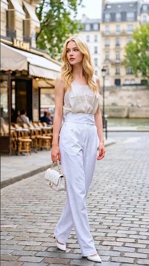 White Lace Camisole + Tailored Trousers = Pure Elegance 🤍#outfitinspo #ootd