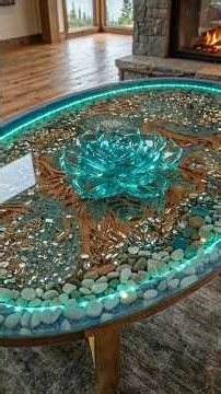 Luxury Glowing Lotus Pond Epoxy Coffee Table (Satisfying Process)💚 #shorts