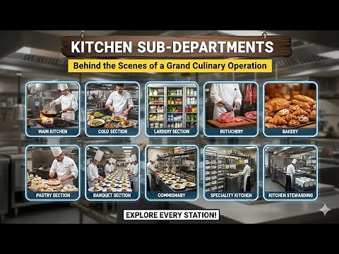All kitchen departments/Sections in a five star hotel I Sub departments I Duties & Responsibilities