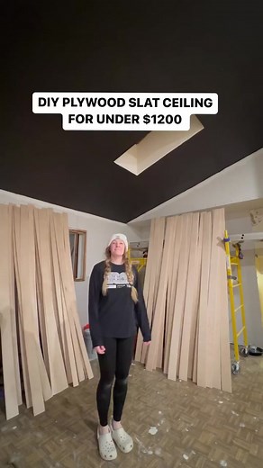 DIY Plywood Slat Ceiling Home Improvement Project