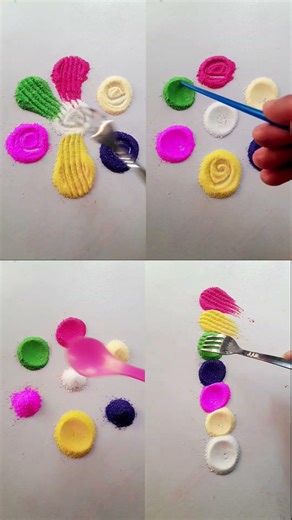 Rangoli Color Mixing Video 🟡💚🔵 #youtubeshorts #rangoli #shorts 37