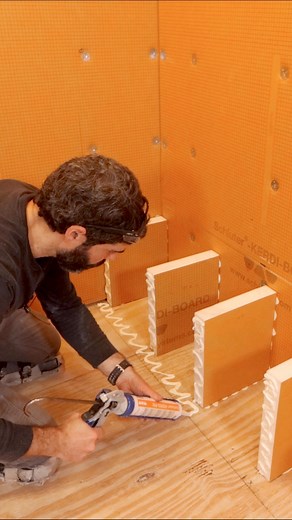 Schluter shower bench tips…I space the supports 16 inches on center and use KERDI-FIX to bond them to the floor and wall. All the supports should be plumb. The top is pitched just a little to let water drain properly…many thanks to @schlutersystemsna for providing the materials for my client’s custom shower project 🔥#showerbench #bathroomremodel #diy #schlutersystems #homerepairtutor | Home Repair Tutor