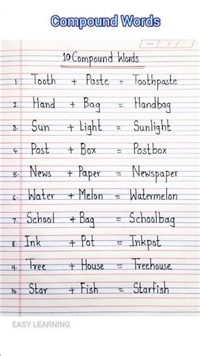 Compound Words || 10 compound Words || Easy English Words