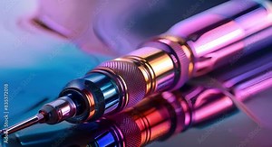 Professional airbrush painting with vibrant chrome colors on a white background. Concept Airbrush Art, Chrome Colors, White Background, Vibrant Painting, Professional Technique