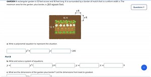 A rectangular garden is 12 feet across and 16 feet long. It is ... | Filo