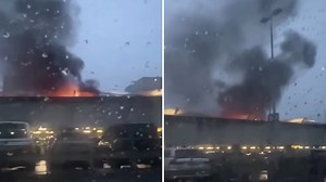 Heathrow fire: Car engulfed in flames outside Terminal 5