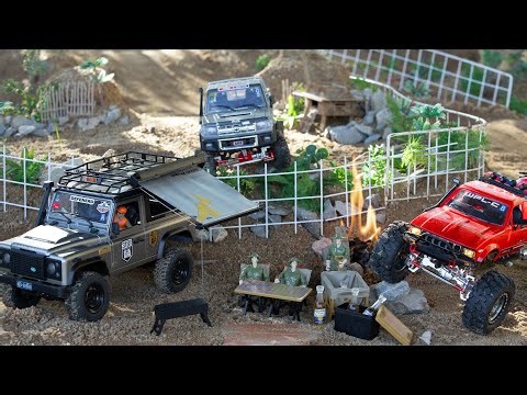 Epic RC Off Road Camping Adventure Land Rover Defender vs Toyota & WPL C Rock Crawlers